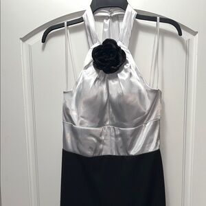 Betsy & Adam Black and White Backless Dress